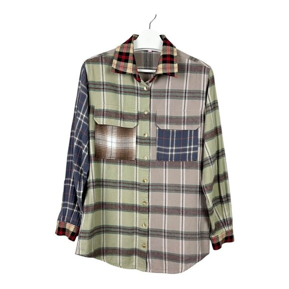 Dolls Kill x Holly Hobbie Mixed Plaid Flannel Shirt - Picture 2 of 11